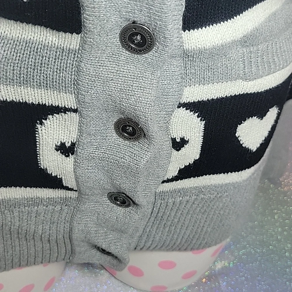 RARE Vintage Holiday Cardigan Knit Skull Snowflake Sweater Button Up SZ:XS - Picture 6 of 13